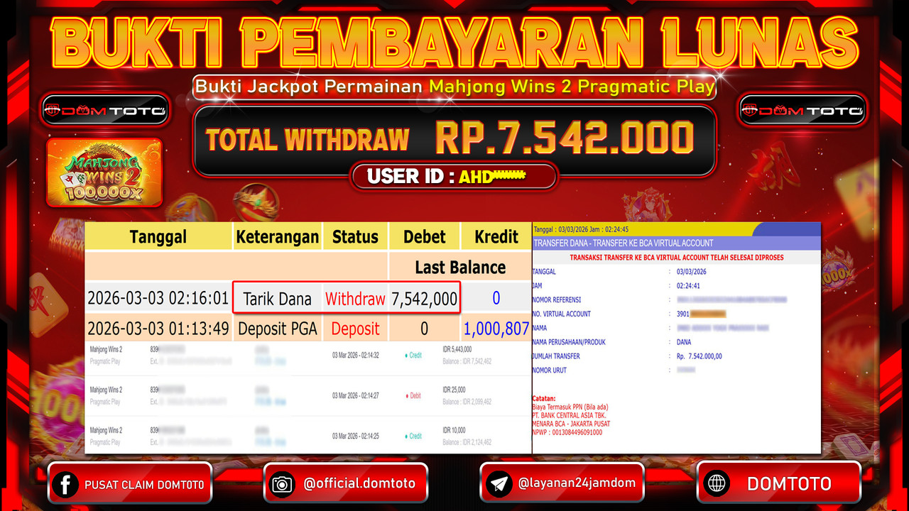 JACKPOT SLOT Mahjong Wins 2 Pragmatic Play 03 MARET 2026