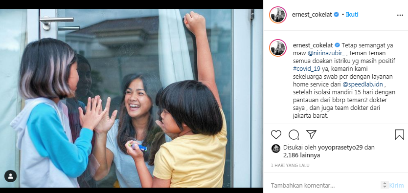 Nirina Zubir terpaksa harus pisah ruangan dengan anak-anak dan suaminya