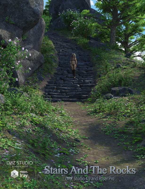 00 main stairs and the rocks daz3d