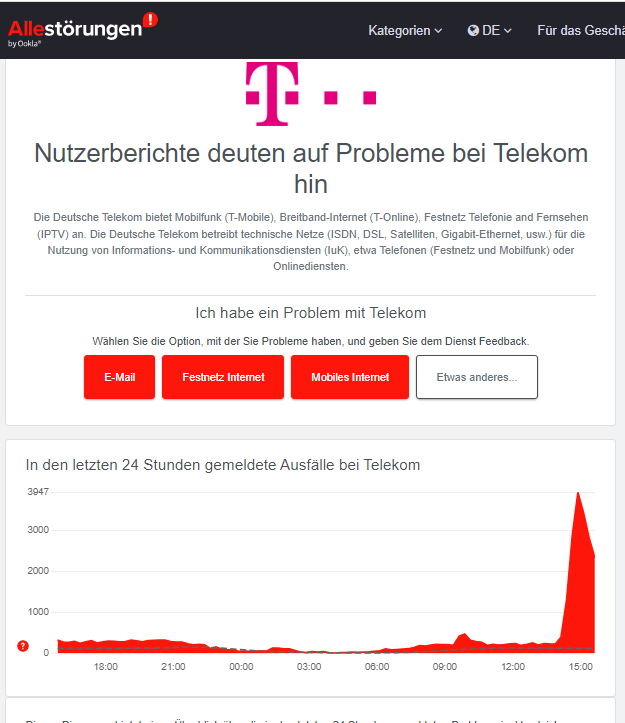 Störung bei der Telekom (27.8.2024)?
