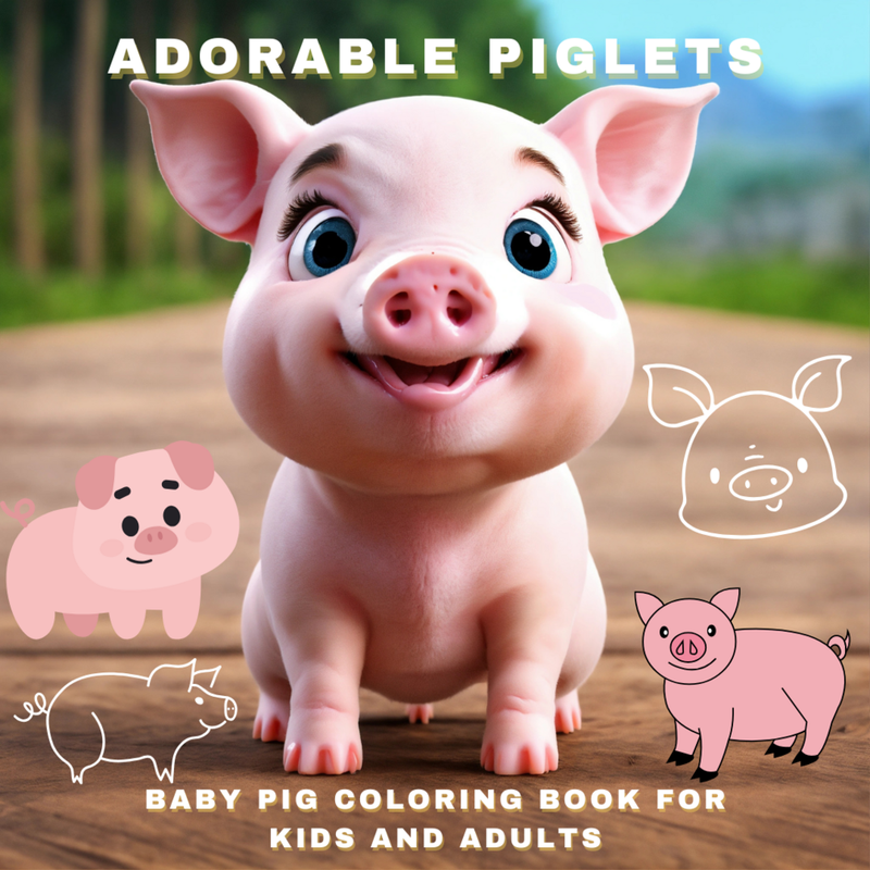 Adorable Piglets: A 30-Page Baby Pig Coloring Book for Kids and Adults