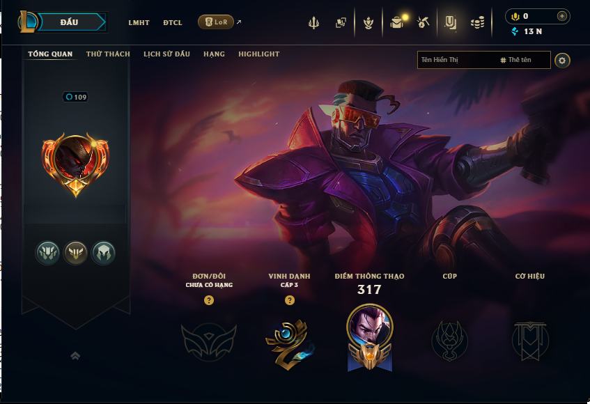 Acc LMHT # - Không Khung