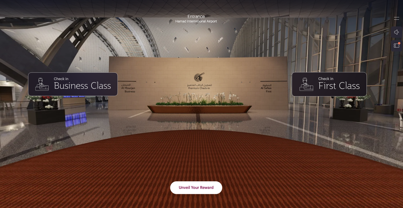 Qatar QVerse premium check-in virtual tour