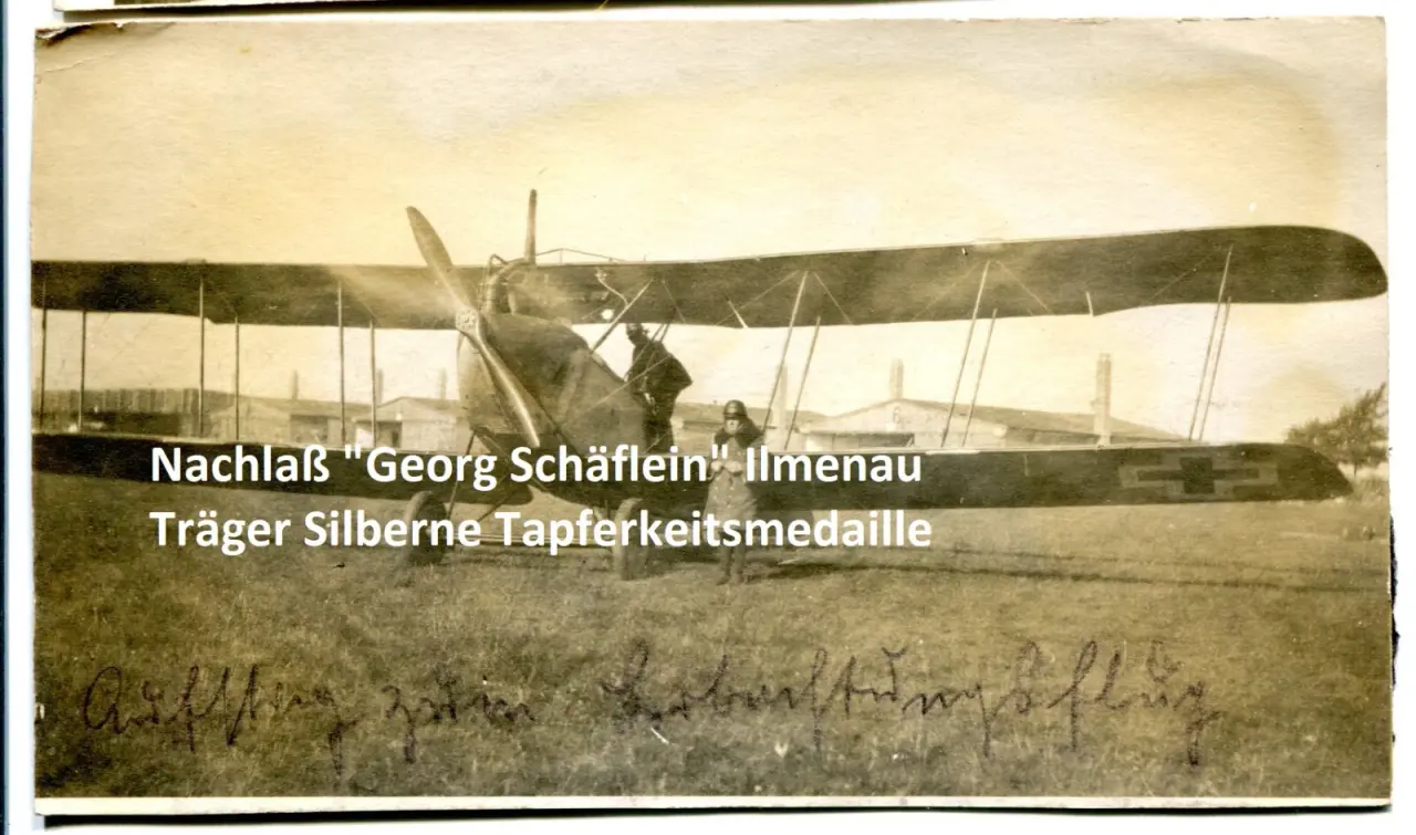 FOTO - Pilot -Georg Schäflein- (Tapferkeitsmedaille) - FLUGZEUG - AEG - Doppeld
