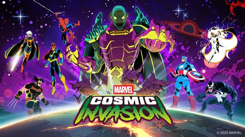 The splash screen for Marvel Cosmic Invasion.