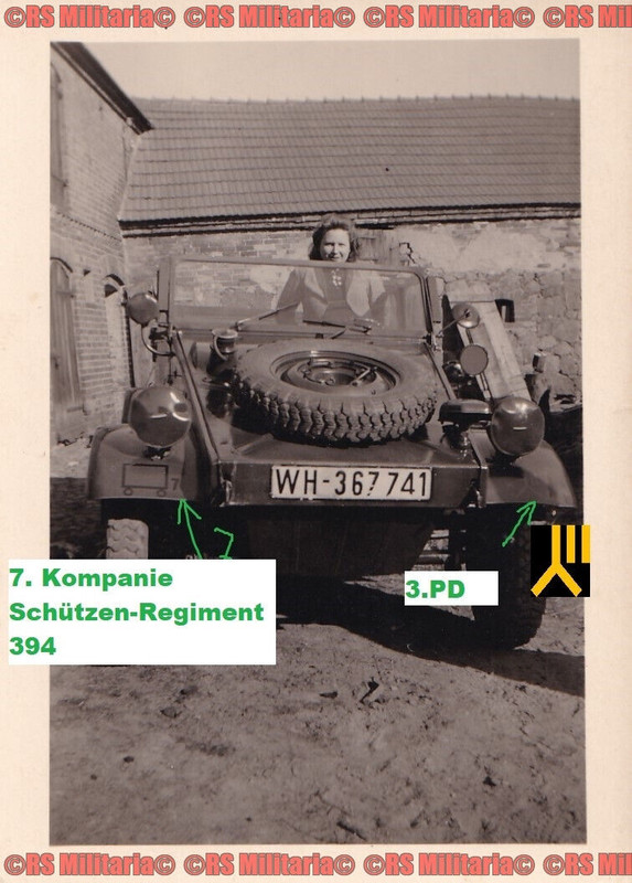 VW Kübelwagen Uffz Preuss HAMMER Kennung 7.Pz Gren Rgt 394 3.PD