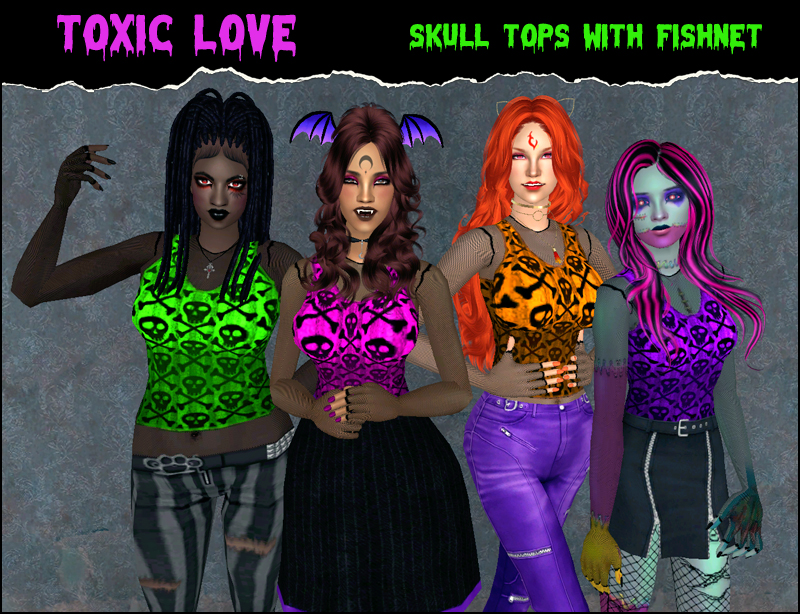 Skull fishnet tops preview 1