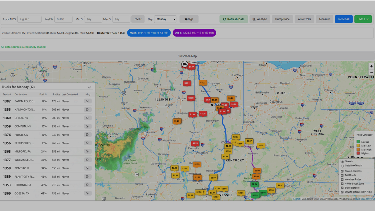 Screenshot of the RegoFleet application dashboard
