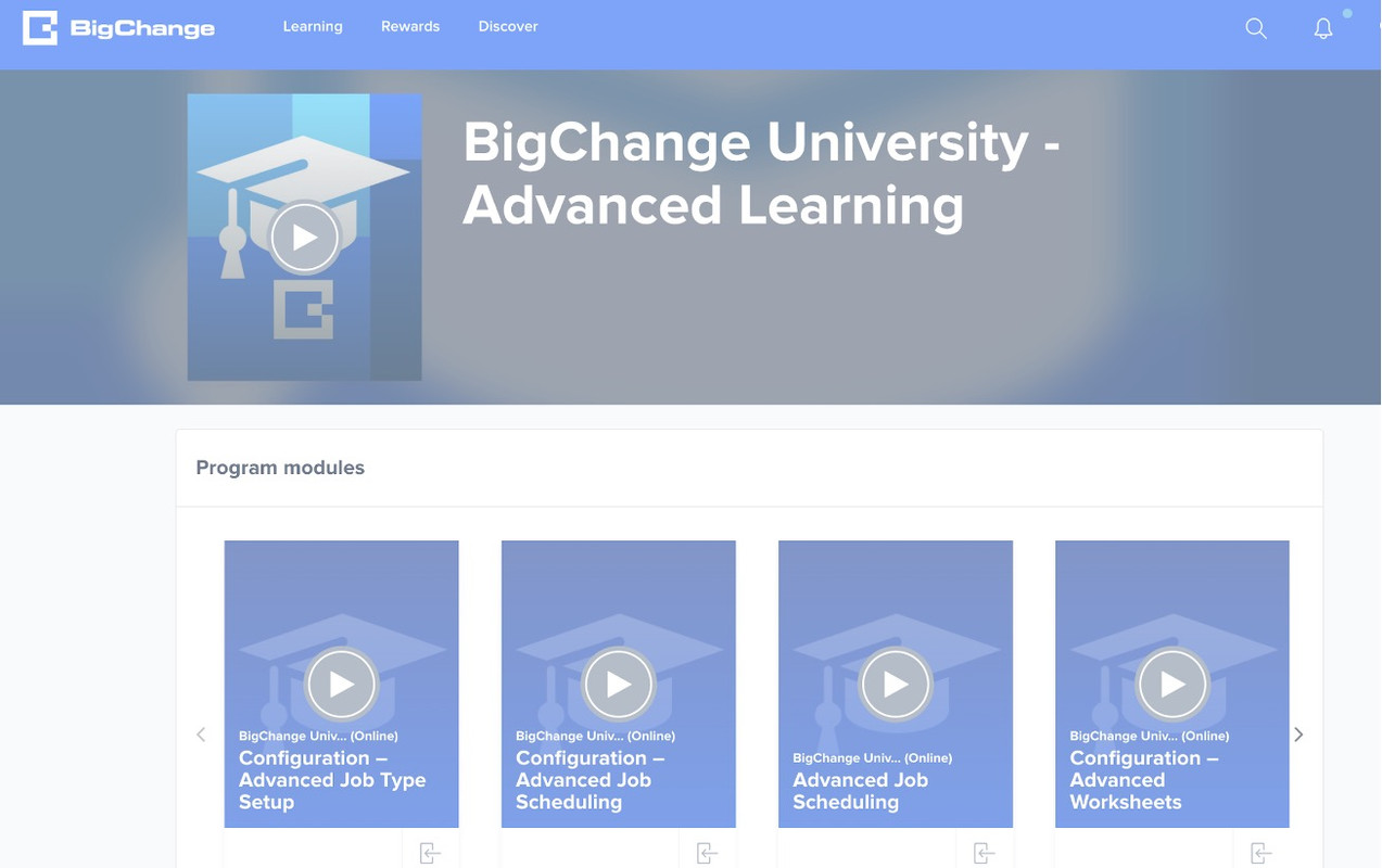 BigChange University Dashboard