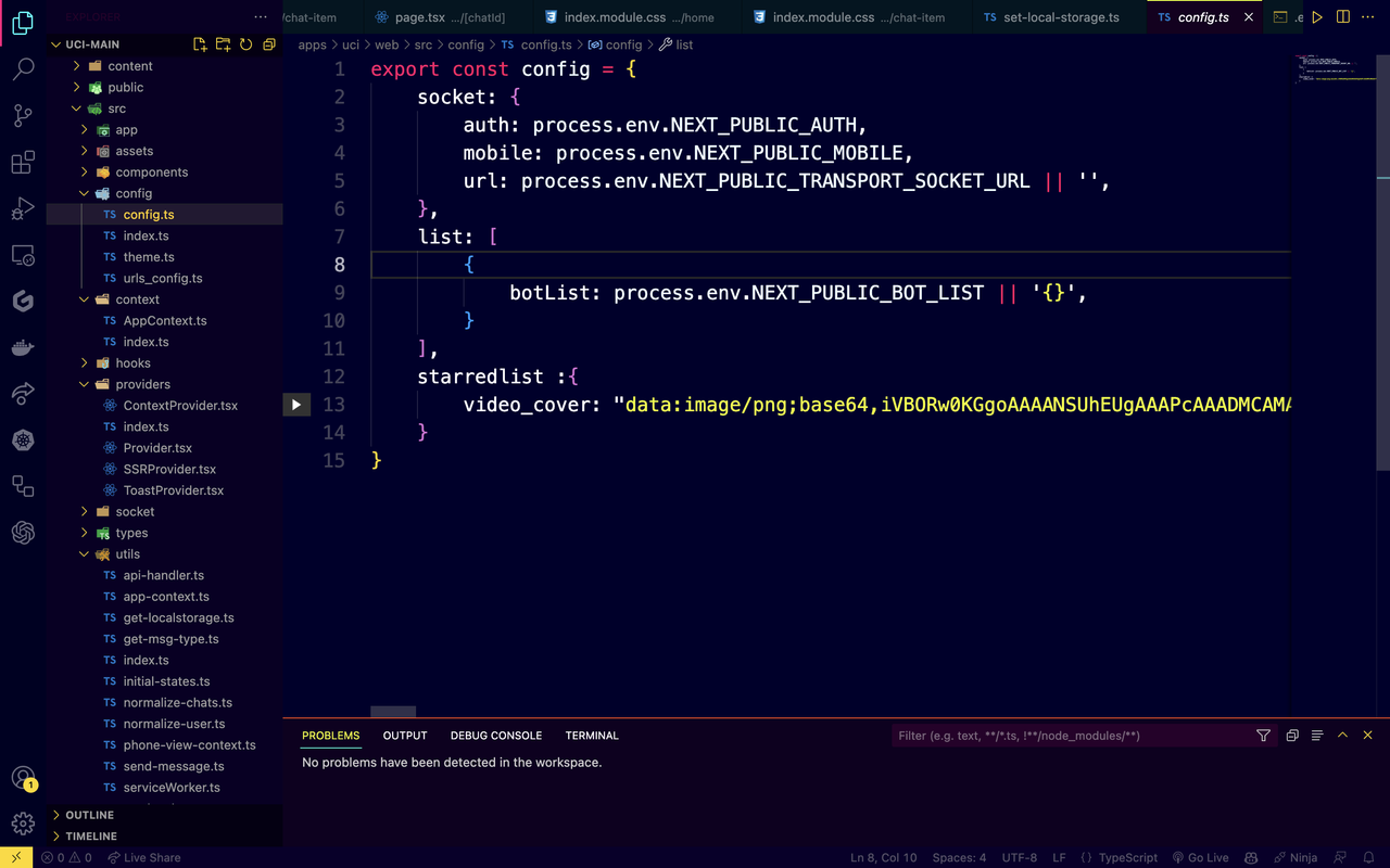 config for components