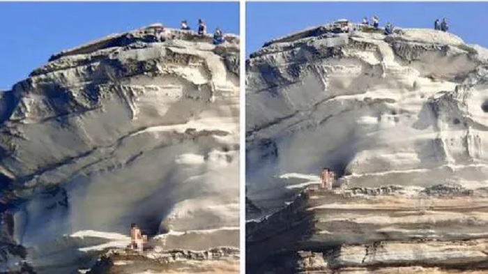 Sepasang turis bule telanjang dan mesum di tebing pinggir pantai Bondi, Sydney, NSW, Australia.