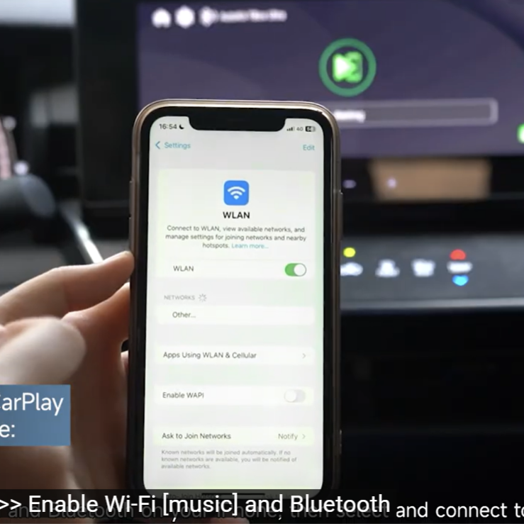 iPhone Wi-Fi-Einstellung aktiviert für die Verbindung mit Carlinkit Ultra