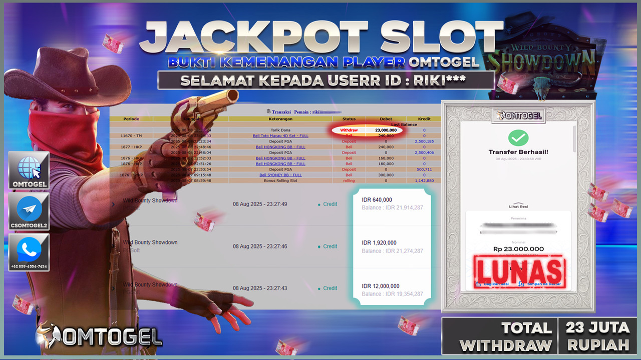 OMTOGEL JACKPOT PGSOFT WILD BOUNTY SHOWDOWN 23 JUTA DI BAYAR LUNAS ,-