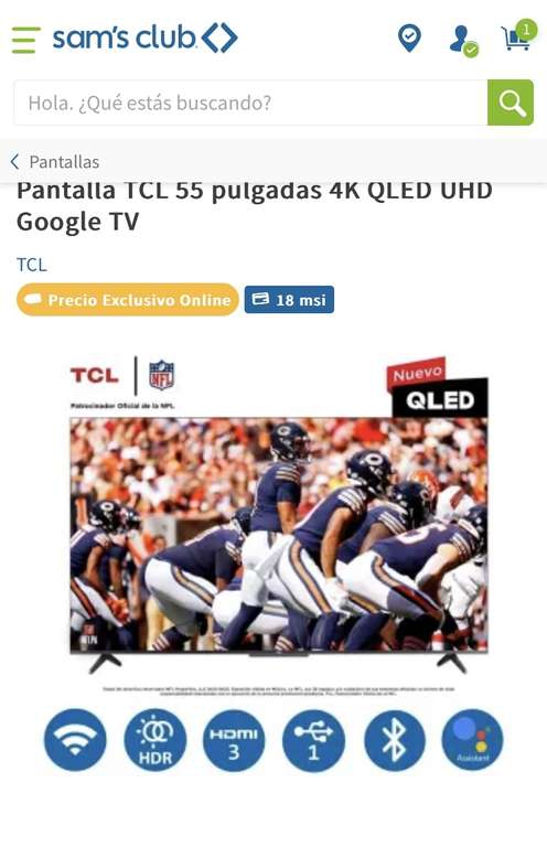 Sam's Club: TCL S546 55 pulgadas 4K QLED UHD Google TV 
