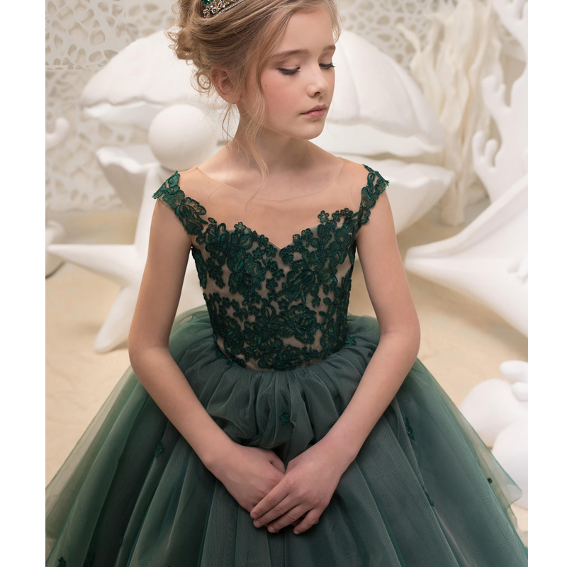 Flower girl formal dress dark green 110 160cm SWEET MOMMY