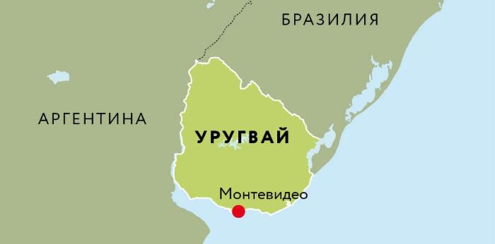Уругвай на карте Уругвай на карте
