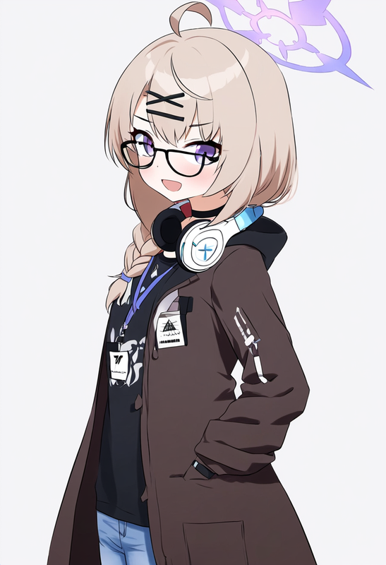 1 girl, {kotama (blue archive)}, light brown hair, purple eyes, single braid, ah s-843981656