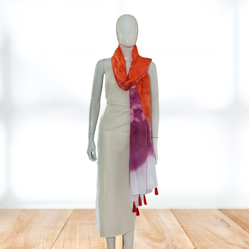 Orange Bloom Tie & Dye MulMul Cotton Dupatta