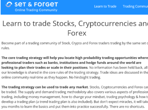 Set and Forget - Online Trading Stocks, Cryptocurrencies and Forex