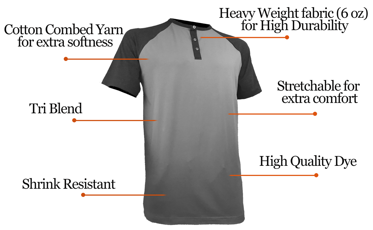 Styllion Big and Tall Men's Raglan Henley Baseball Shirts Short