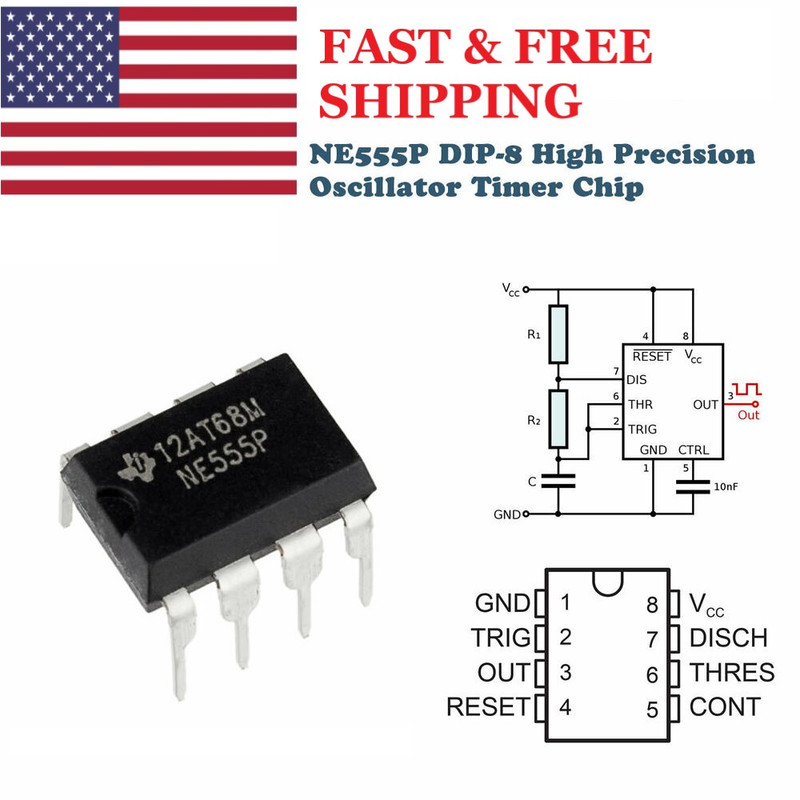10x NE555 NE555P NE555N DIP8 High Precision Oscillator Chip Timer IC