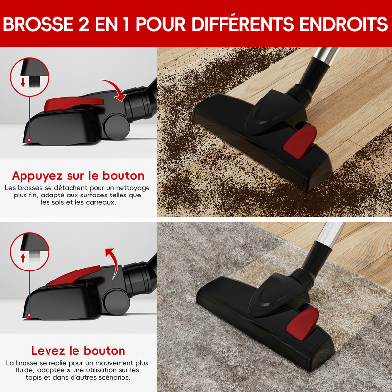 Aspirateur Balai 600w Puissant sans Sac 20000pa