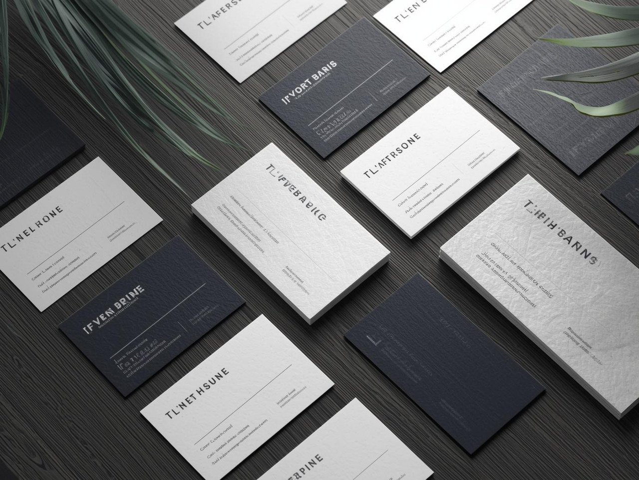 Modern custom business card layout on neutral background