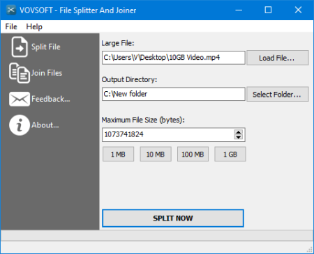 VovSoft File Splitter and Joiner 1.2