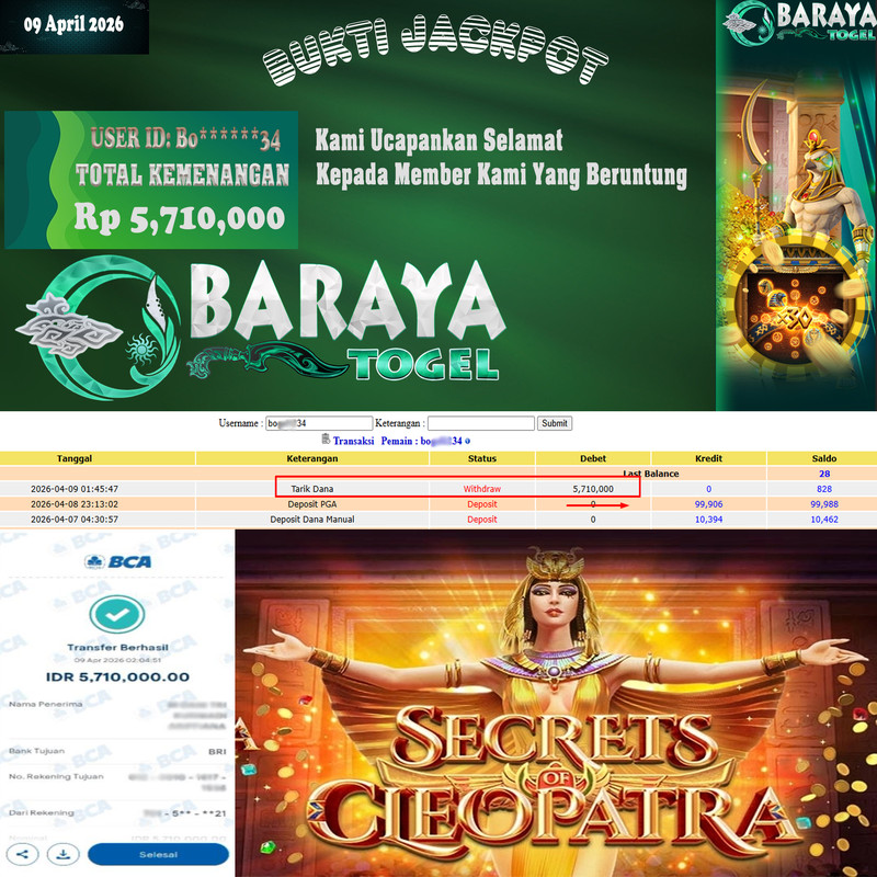 Rp 5.710.000.- WD LUNAS DI BARAYATOGEL