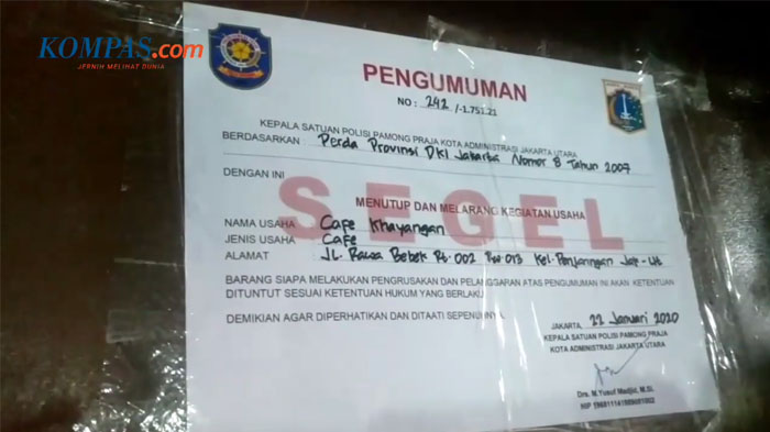 Pada Senin (13/1/2020) dini hari, polisi berhasil menggerebek salahs atu kafe bernama Khayangan yang berada di ujung Gang Royal.