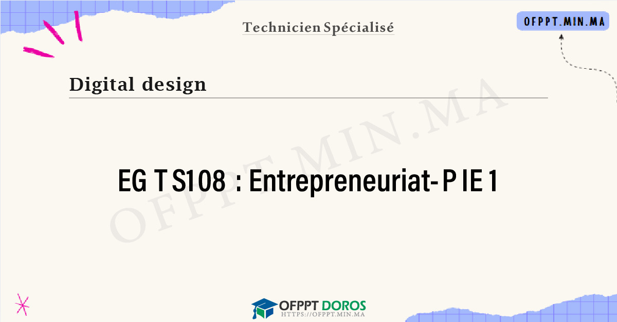 Sommaire détaillé du cours Entrepreneuriat-PIE 1 EGTS108 OFPPT - Structure du module