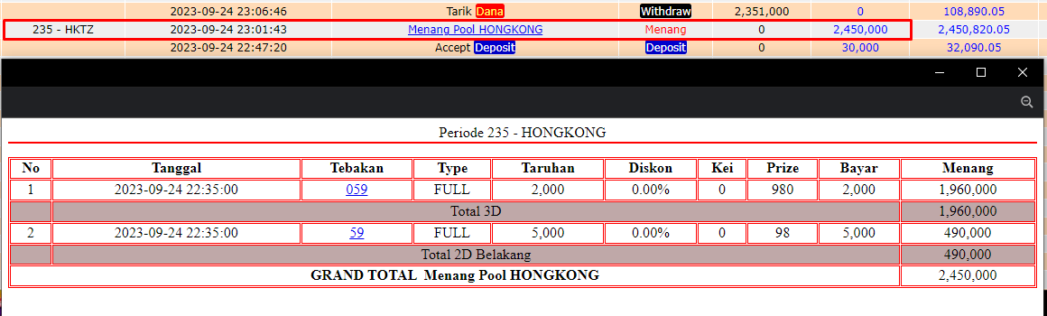 Bukti JP togel hari ini