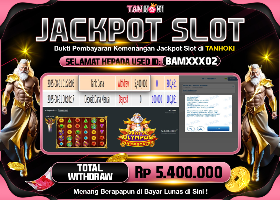 TANHOKI JACKPOT SLOT GATES OF OLYMPUS SUPER SCATTER  Rp.5.400.000,- LUNAS