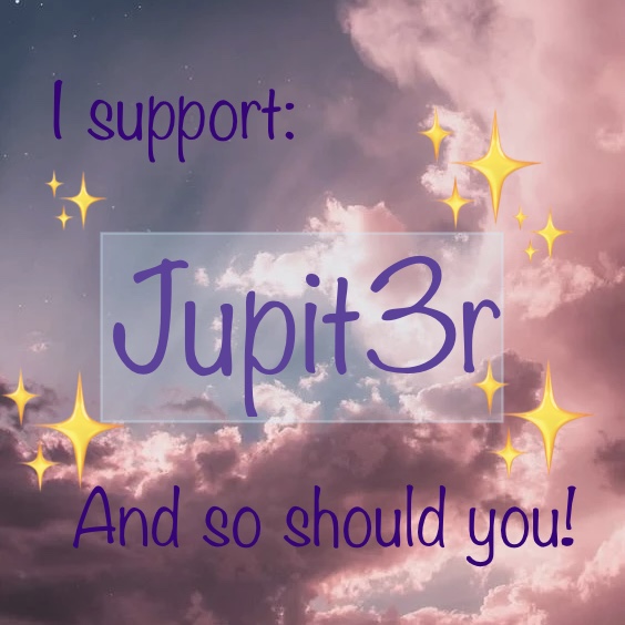 the text 'I support Jupiter and so should you!' on a cloud background