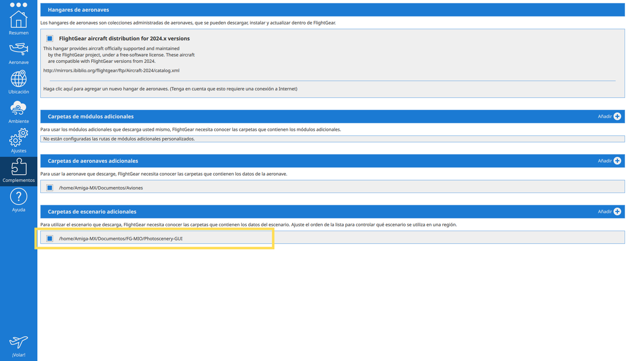 Photoscenery GUI FG launcher settings