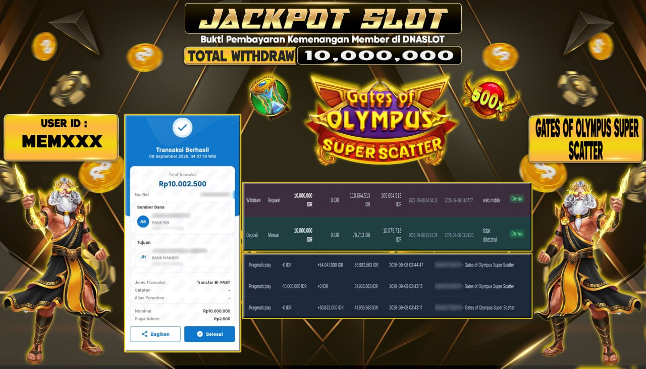 JACKPOT SLOT GATES OF OLYMPUS SUPER SCATTER  08 SEPTEMBER 2026