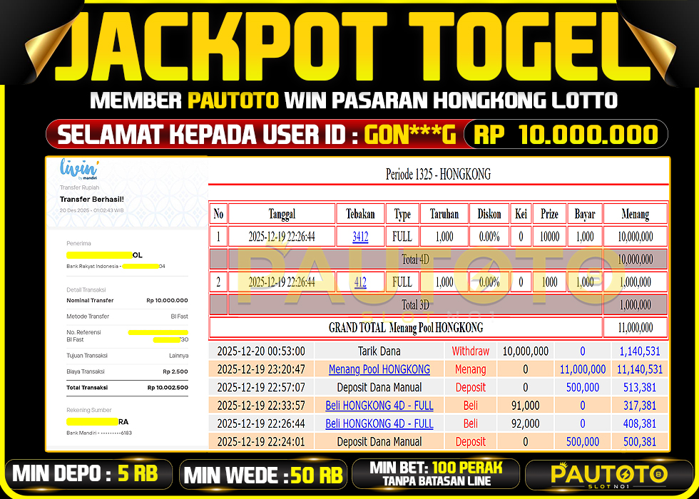 BUKTI JACKPOT LUNAS PAUTOTO