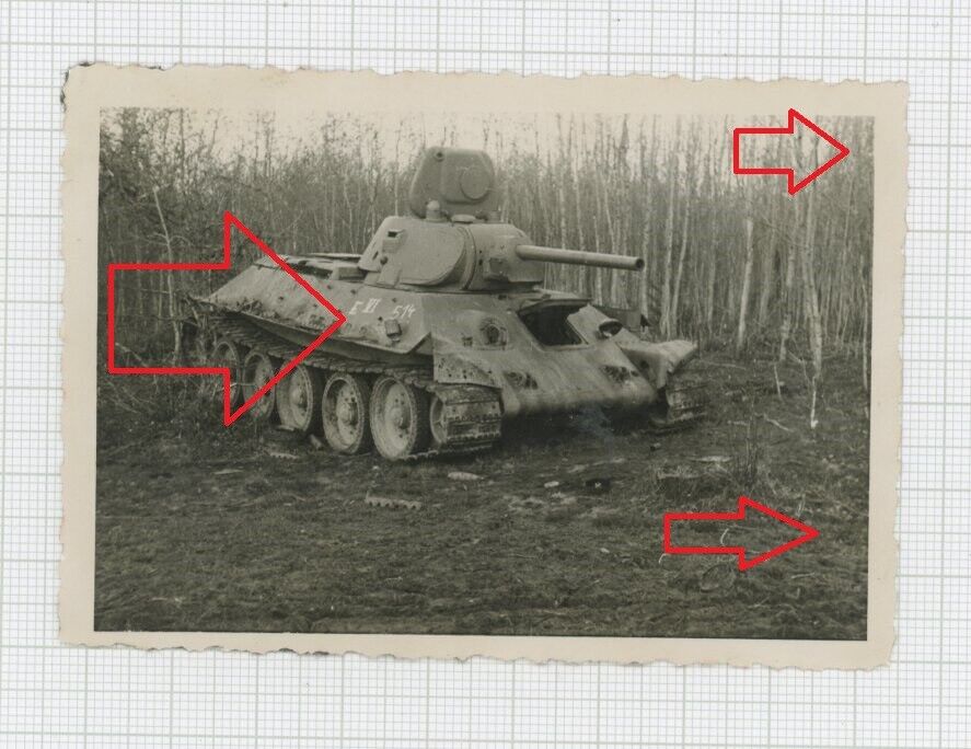 Foto Wehrmacht zerstörter russischer Panzer mit Kennung 514