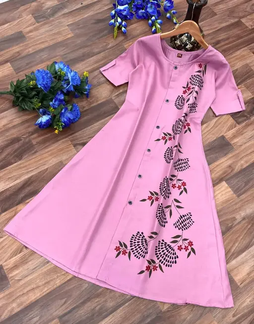 Fashionable Cotton Slub Dijital Print Anarkali Kurti For Women Color 11 (R108)