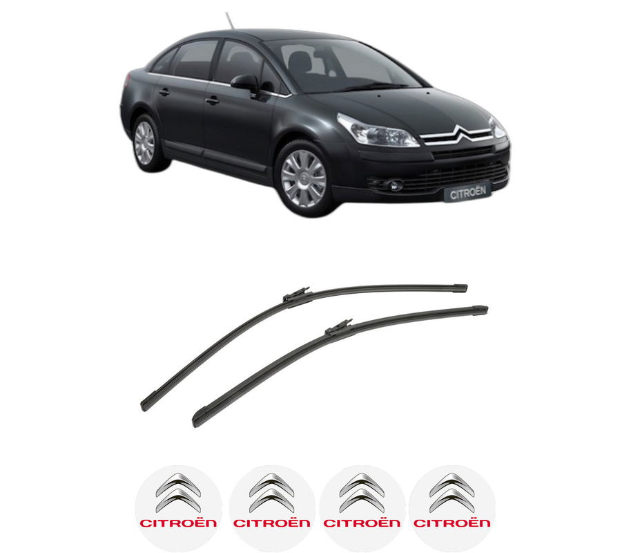 Set stergatoare auto CITROEN C4 I Saloon din 2006-2014, pentru parbriz auto, 2 bucati, Bosch Aerotwin, din cauciuc siliconat rezistent, 4 Stickere Auto CITROEN