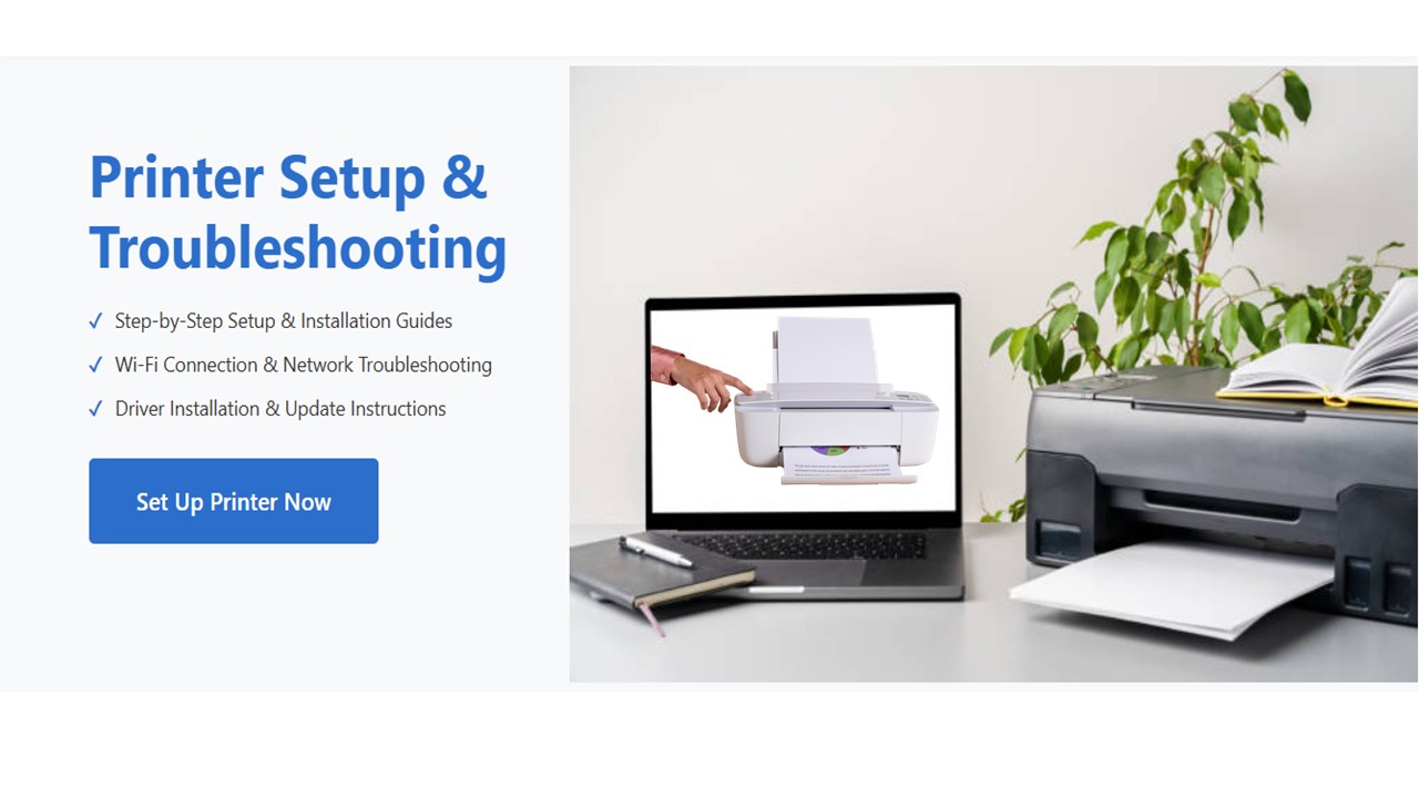 Smart Personal Assistant - Professional printer setup and troubleshooting service interface showing modern design with comprehensive printer support features