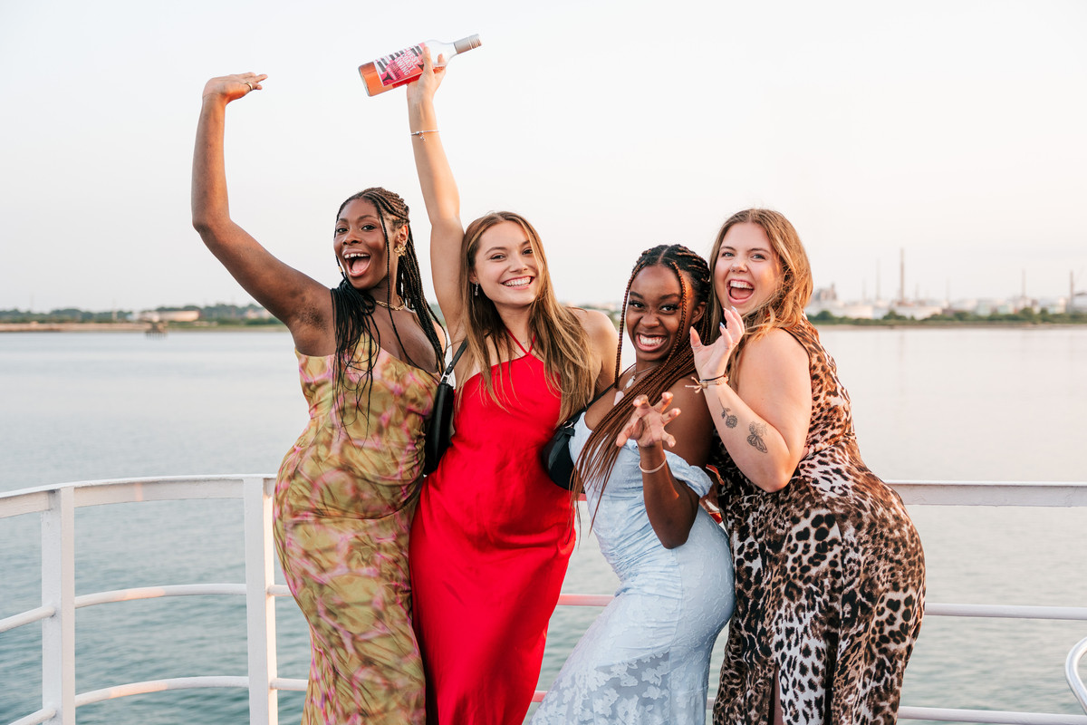 Guests posing for a group photo at an event