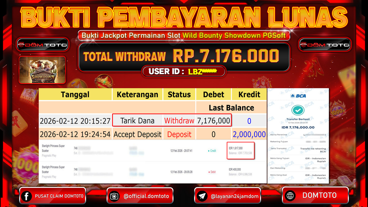 JACKPOT SLOT Menang Slot Wild Bounty Showdown PGSoft 12 FEBRUARI 2026