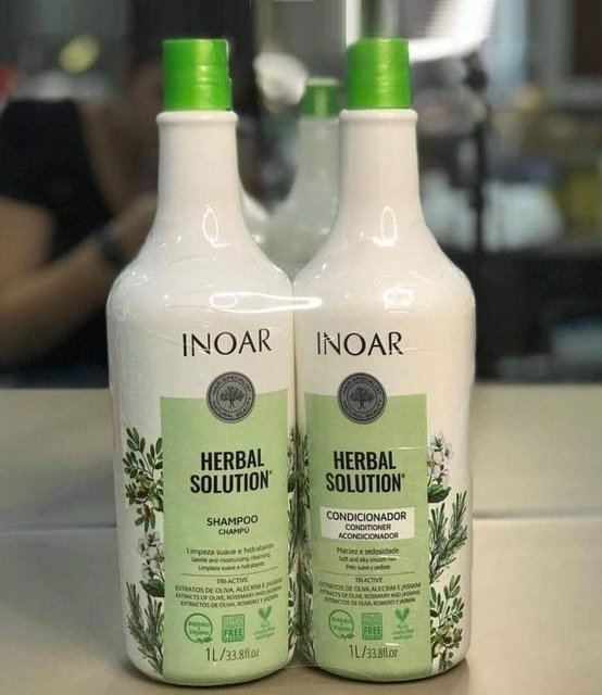 Inoar Herbal Solution Kit Shampoo e Condicionador Suave 1L, Pacote de 2