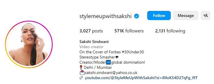 Female Indian Instagram Influencer