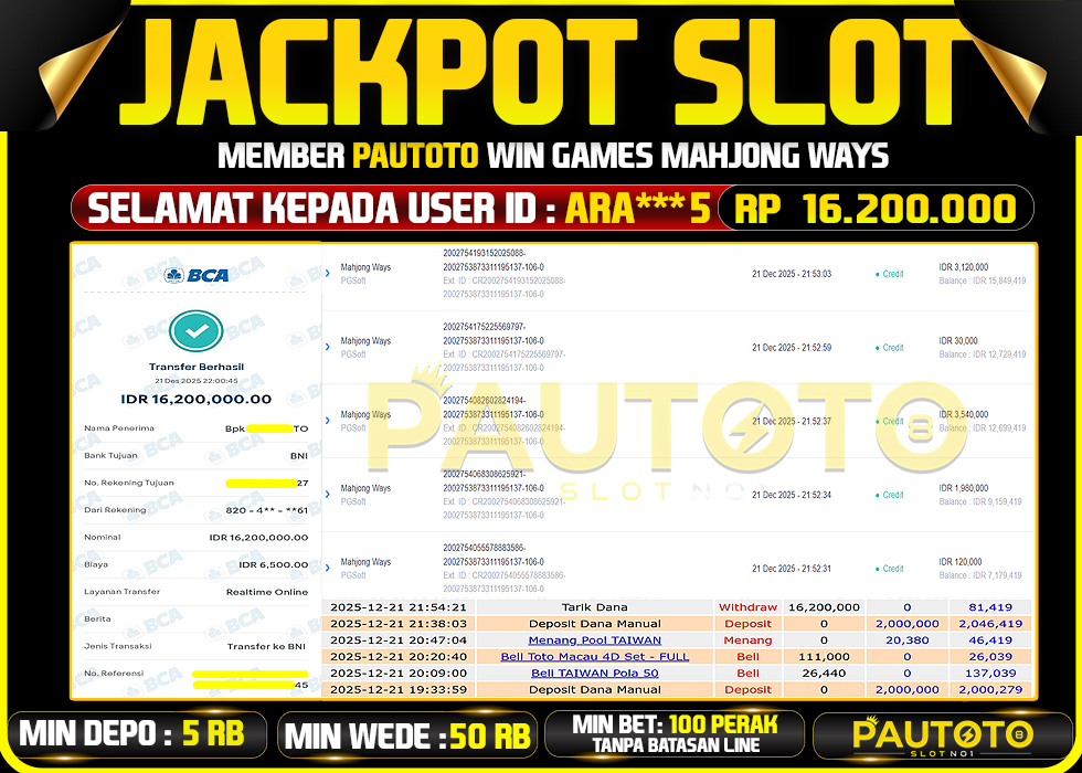 BUKTI JACKPOT LUNAS PAUTOTO