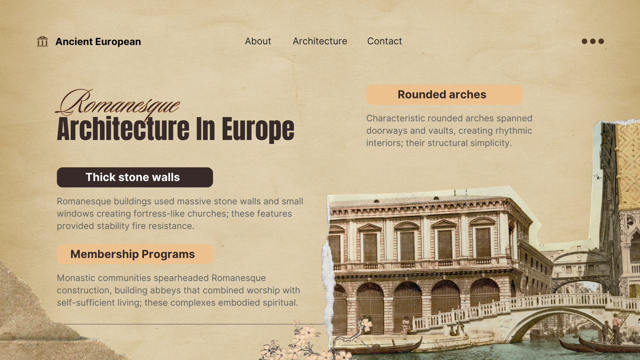 Brown Simple Ancient European Architecture Presentation