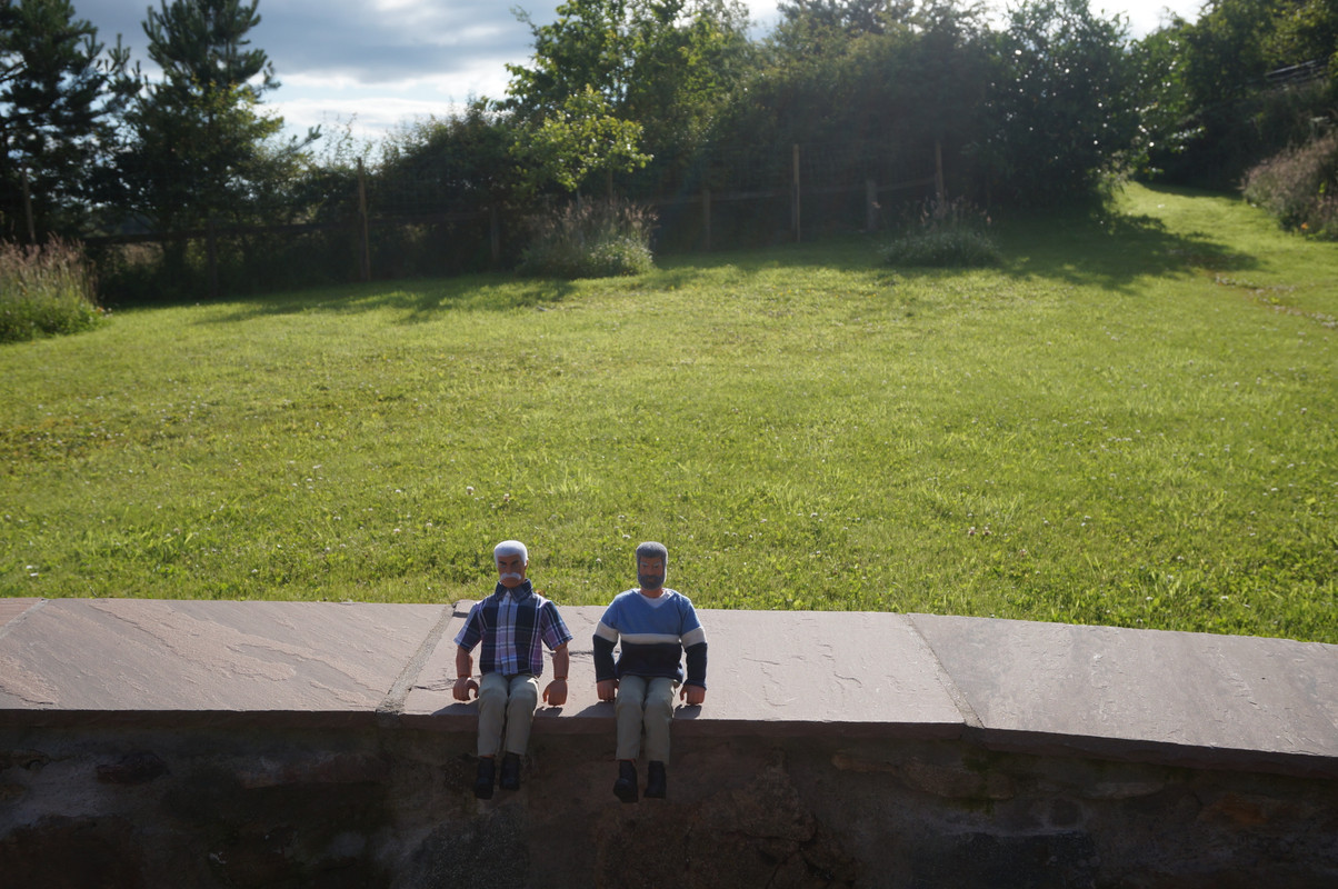 Two elderly friends relaxing outside in my godmothers back garden. 0-E3-B7783-024-E-4438-A664-1-CBC4344-E067