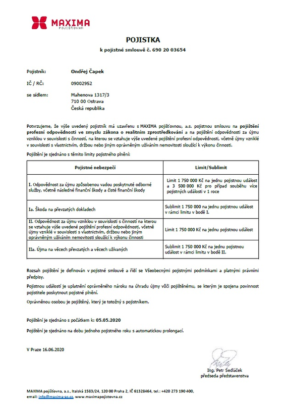 Certifikát pojištění