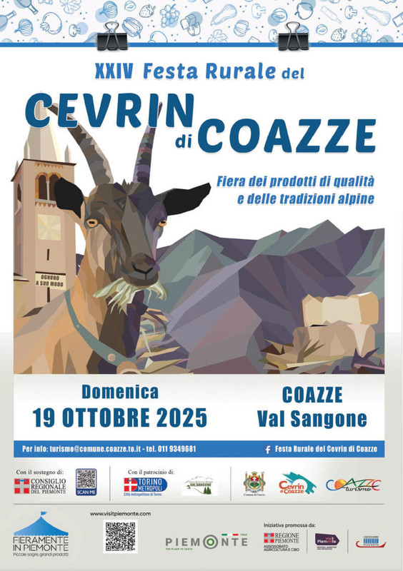 Domenica 19 ottobre 2025 la XXIV Festa rurale del Cevrin di Coazze (To)